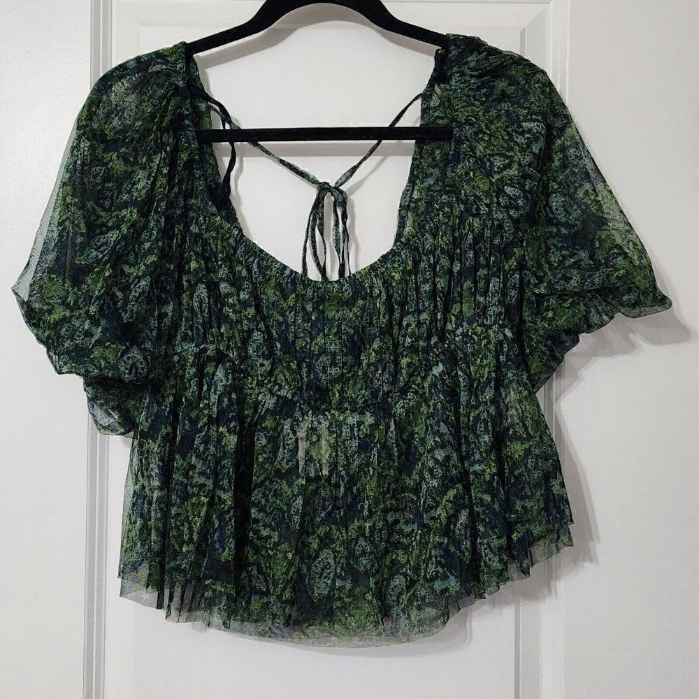 NWT - Free People Women's - XL - Penelope Top Deep Sea Combo Green - Picture 1 of 12